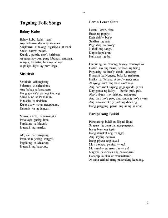 Philippine folk songs PDF