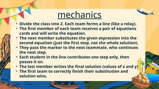 SOLVING SYSTEM OF LINEAR EQUATION IN TWO VARIABLES USING SUBSTITUTION ...