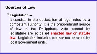 Laws Sample Philippine Legal System: Nature and Sources | PDF