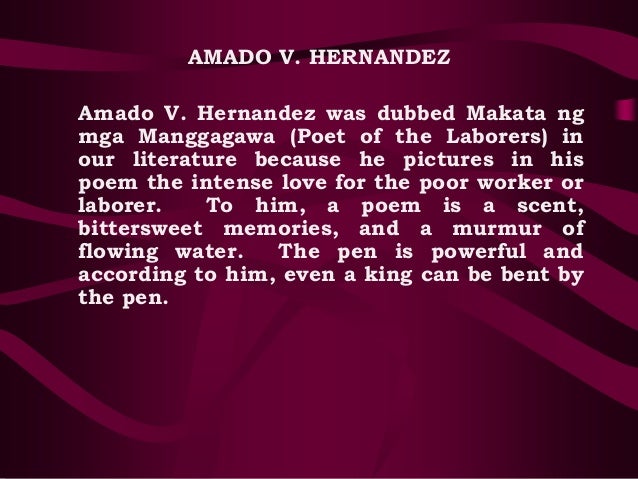 ð Amado v hernandez poems english. Amado V Hernandez. 2019-02-25