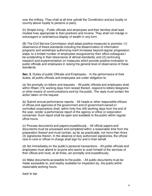 Philippines code of conduct and ethical standards for public official…