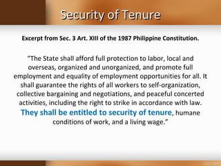 Security of Tenure and Kinds of Employment | PPT