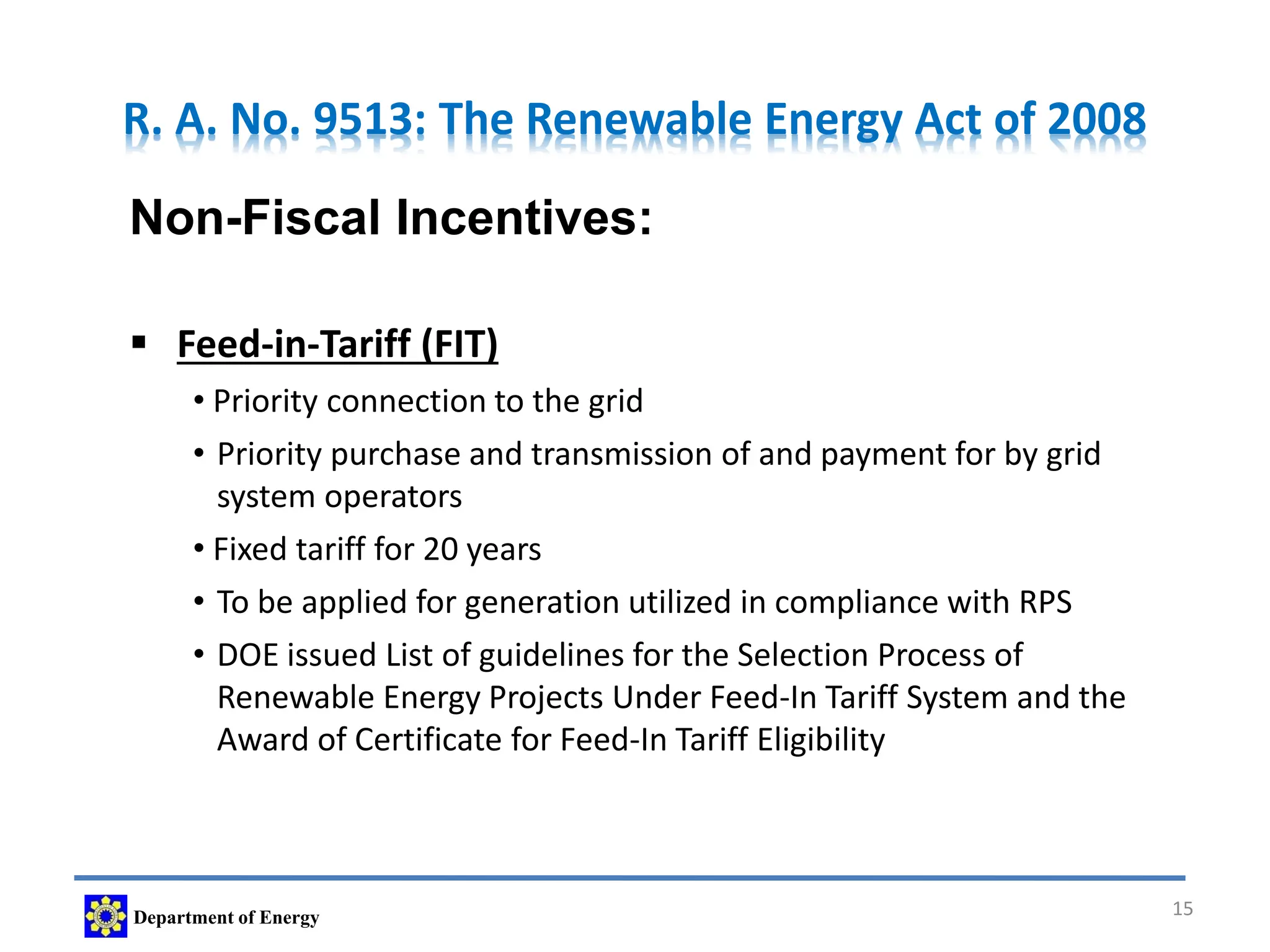 Renewable Energy in the Philippines - Department of Energy | PDF