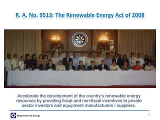 Renewable Energy in the Philippines - Department of Energy | PDF