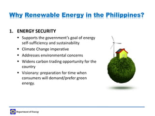 Renewable Energy in the Philippines - Department of Energy | PDF