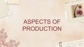 ASPECTS OF
PRODUCTION
 