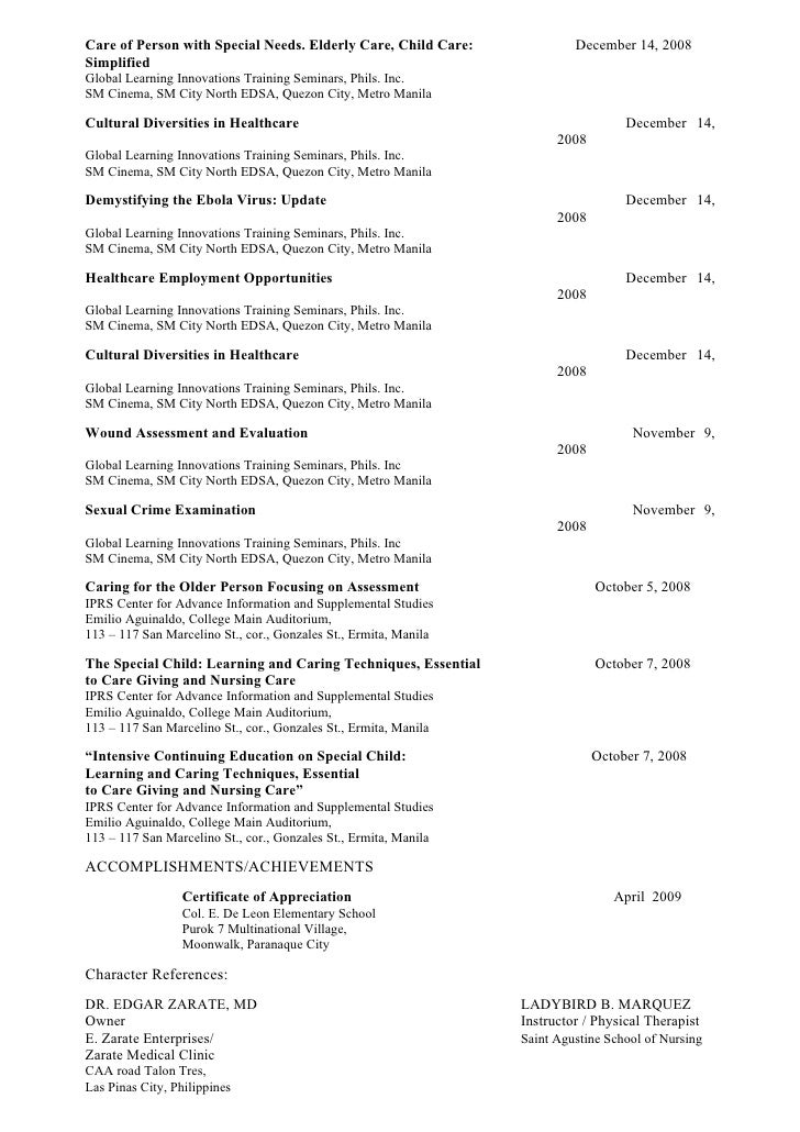 elderly care resume