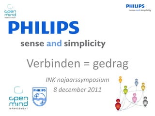 Verbinden = gedrag
   INK najaarssymposium
     8 december 2011
 