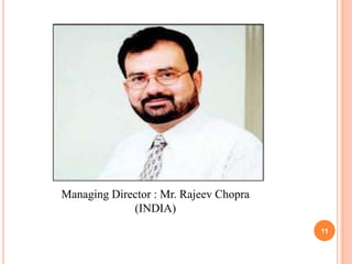 Managing Director : Mr. Rajeev Chopra
(INDIA)
11
 