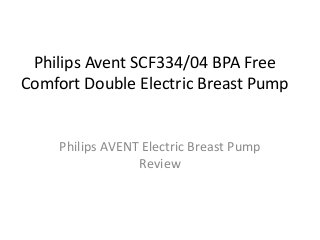 Philips Avent SCF334/04 BPA Free
Comfort Double Electric Breast Pump


     Philips AVENT Electric Breast Pump
                  Review
 