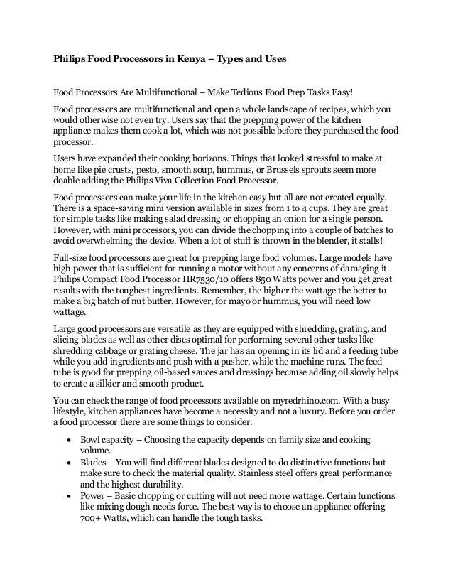 Philips food processors in kenya types and uses