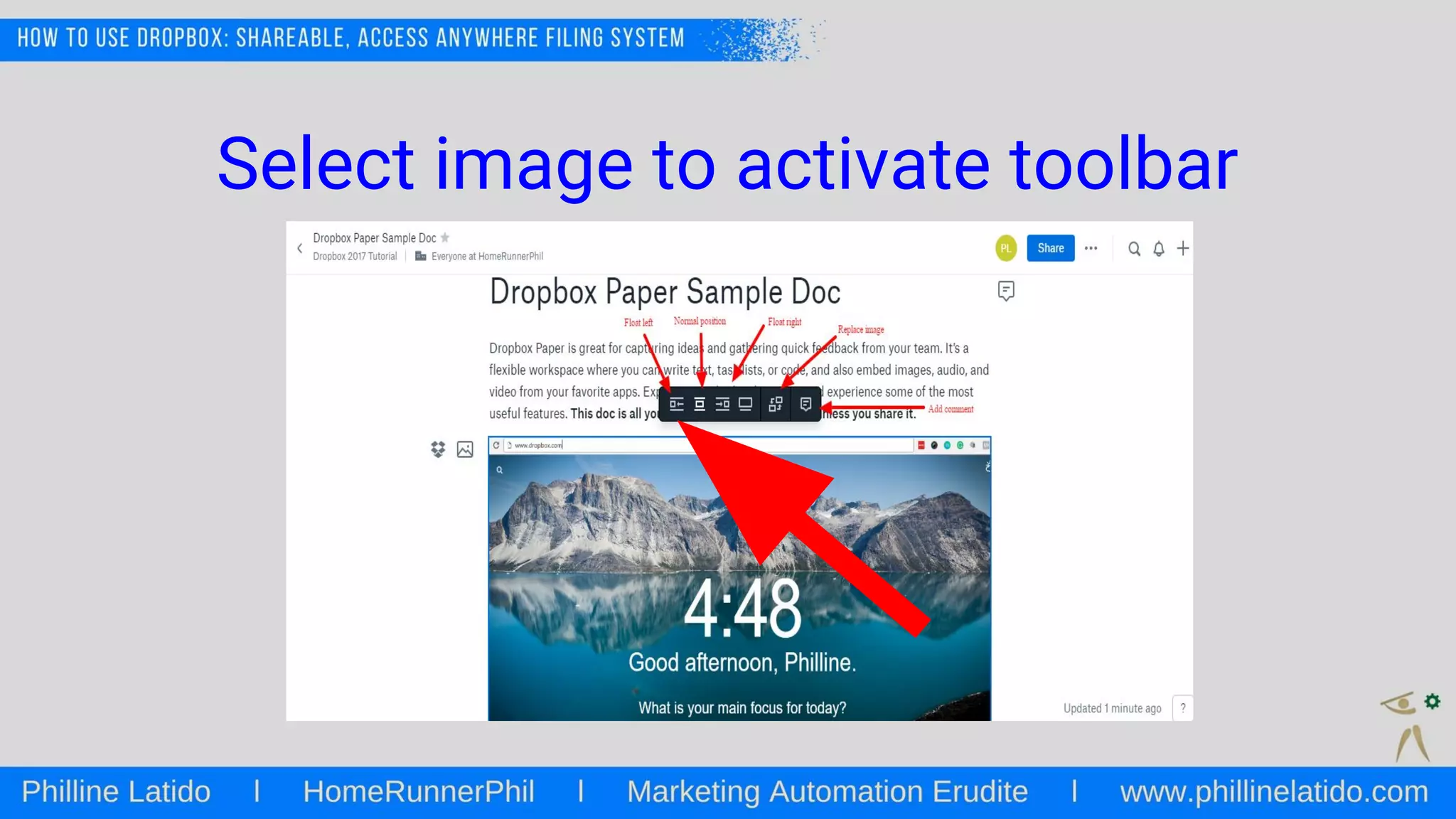 Select image to activate toolbar
 