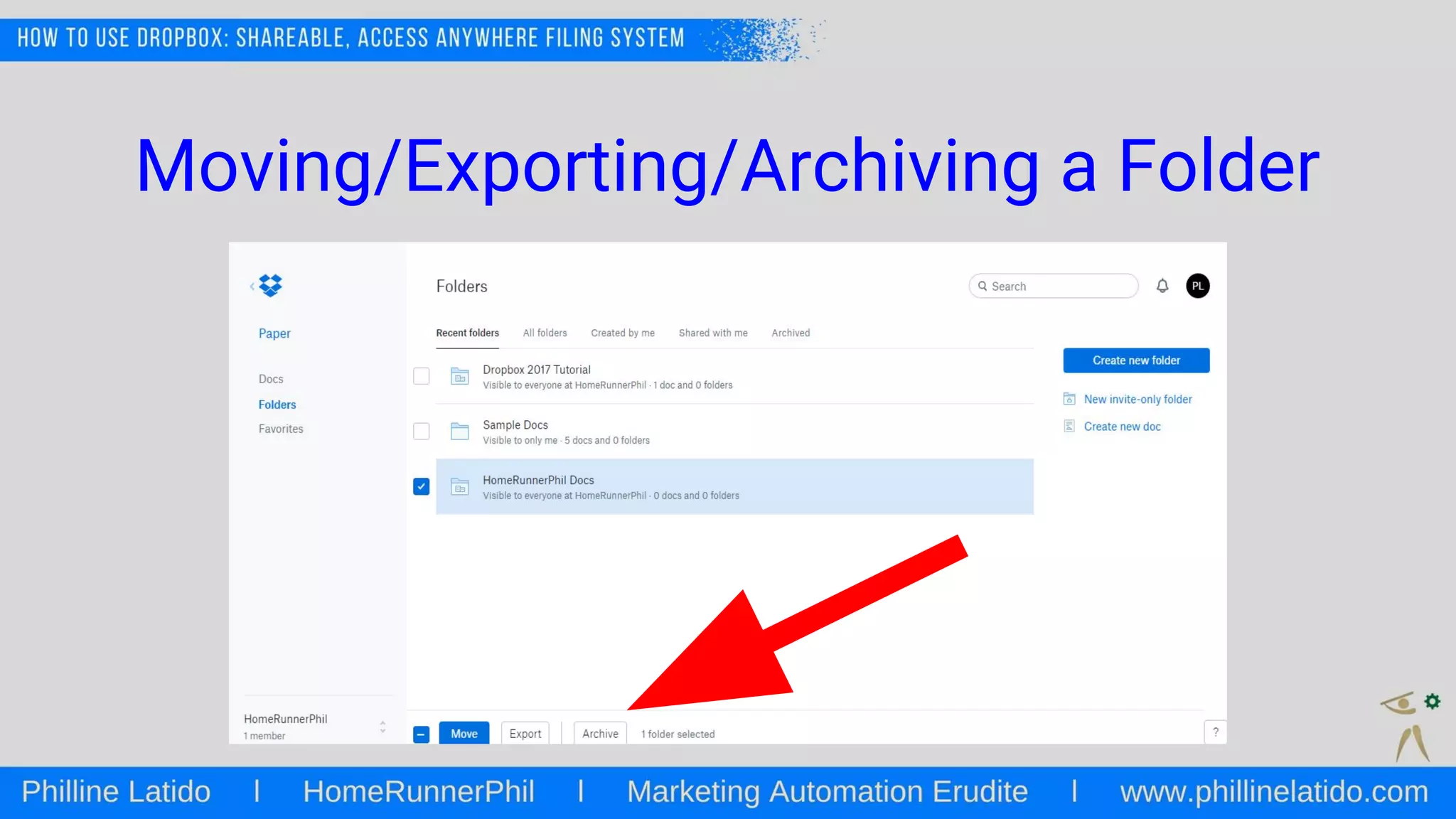 Moving/Exporting/Archiving a Folder
 