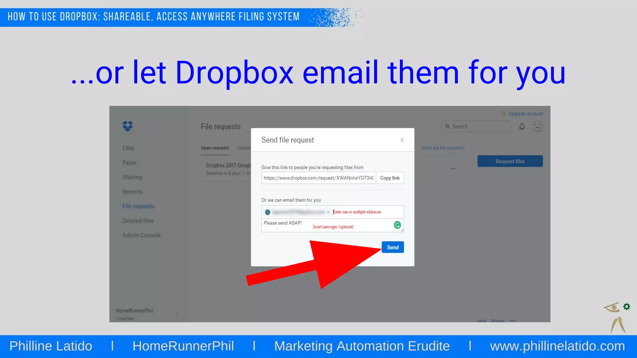 ...or let Dropbox email them for you
 