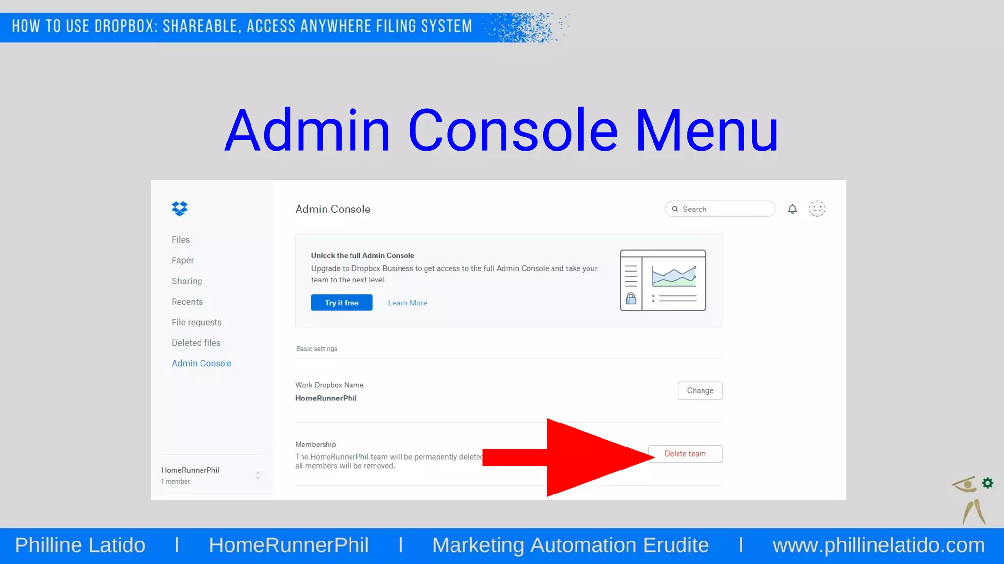 Admin Console Menu
 