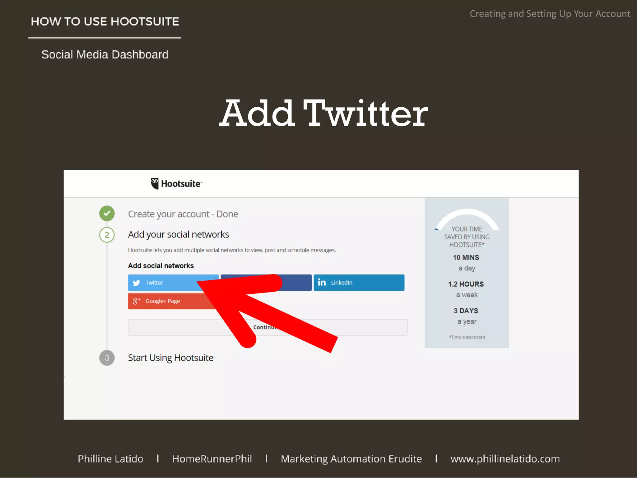 Add Twitter
Creating and Setting Up Your Account
 