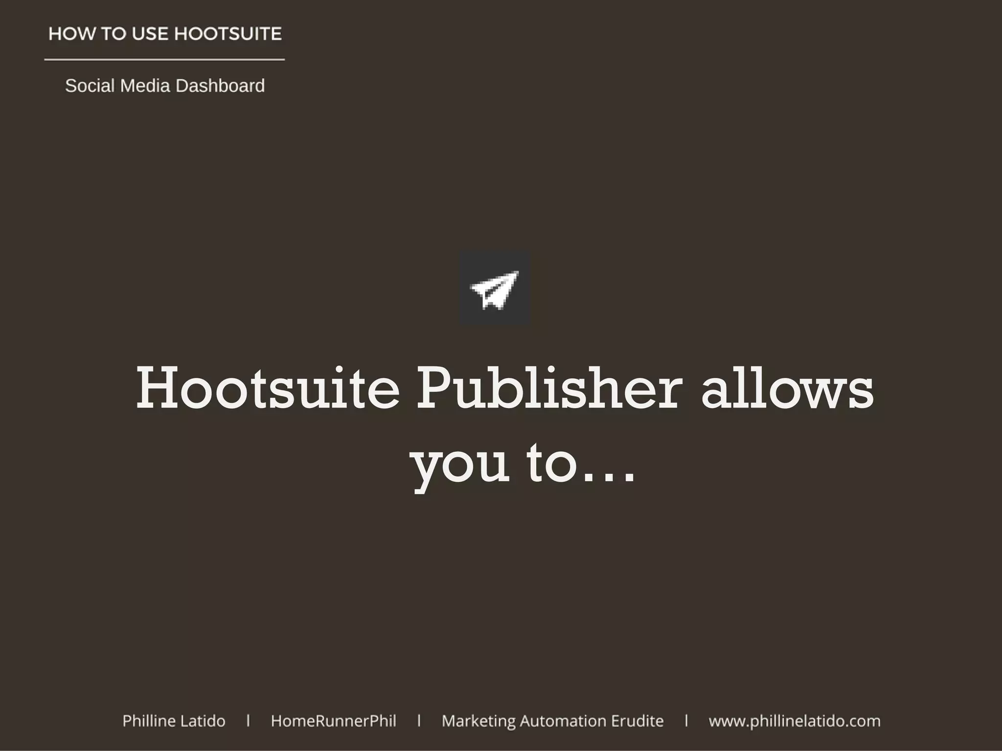 Hootsuite Publisher allows
you to…
 