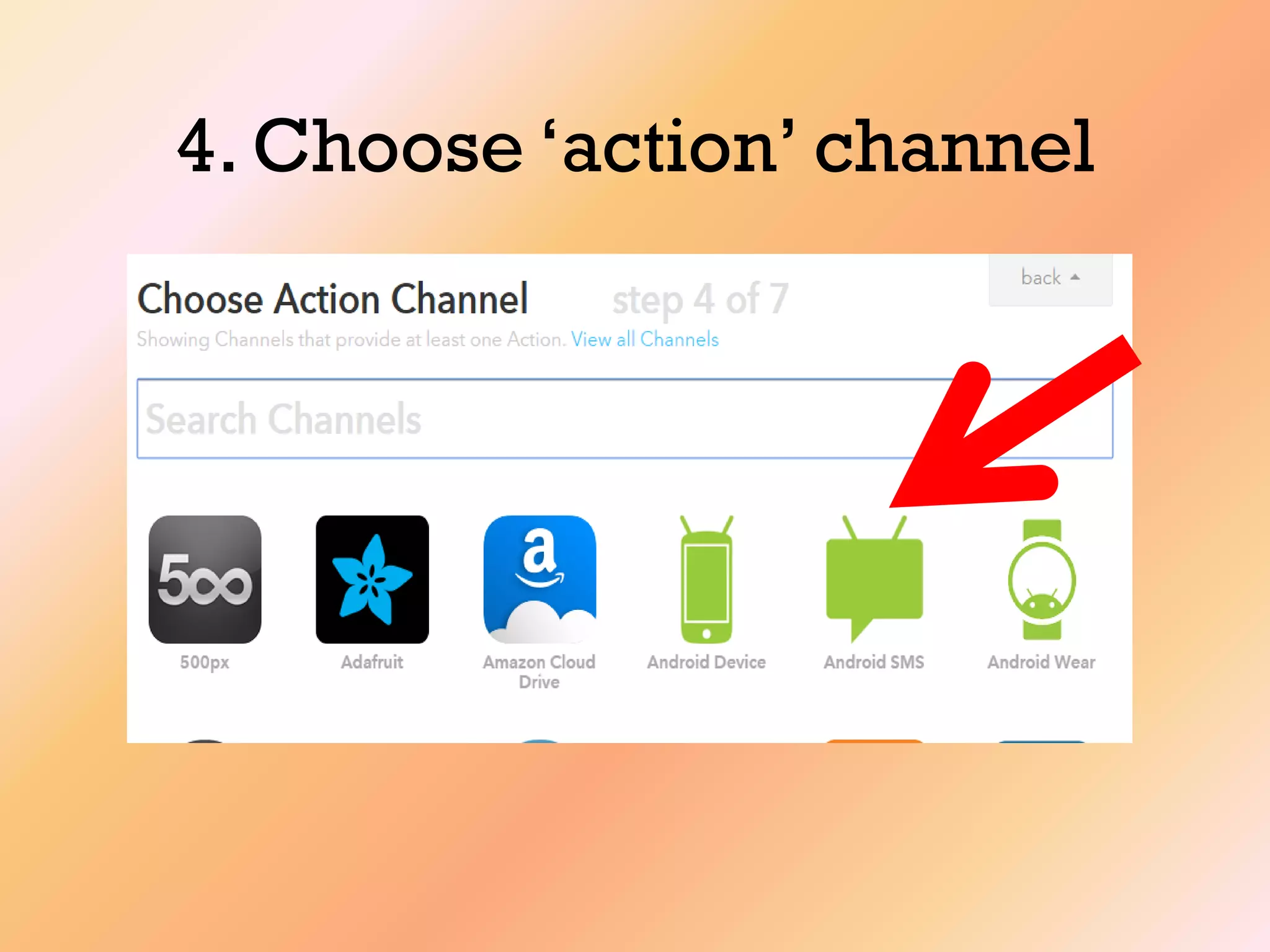 4. Choose „action‟ channel
 