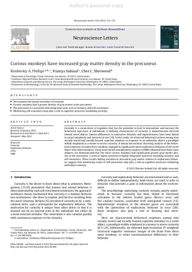 Gray Matter Density Increases During >> Curious Monkeys Have Increased Gray Matter Density In The Precuneus Gray Matter Density Increases During >> Curious Monkeys Have Increased Gray Matter Density In The Precuneus