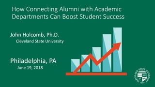How Connecting Alumni with Academic
Departments Can Boost Student Success
John Holcomb, Ph.D.
Cleveland State University
Philadelphia, PA
June 19, 2018
 
