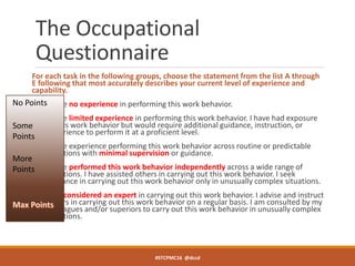 The Occupational
Questionnaire
For each task in the following groups, choose the statement from the list A through
E follo...