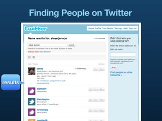 Finding People on Twitter




results
 