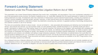 Forward-Looking Statement
Statement under the Private Securities Litigation Reform Act of 1995
This presentation may conta...