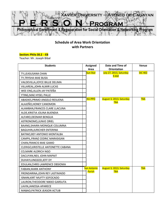 Philo 30.2 EB orientation schedule | DOCX