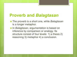 Example of Balagtasan
Alin and Higit na Mahalaga, Wikang Filipino o Wikang
English?
Wikang Filipino:
Sa puso at diwa, ako’...