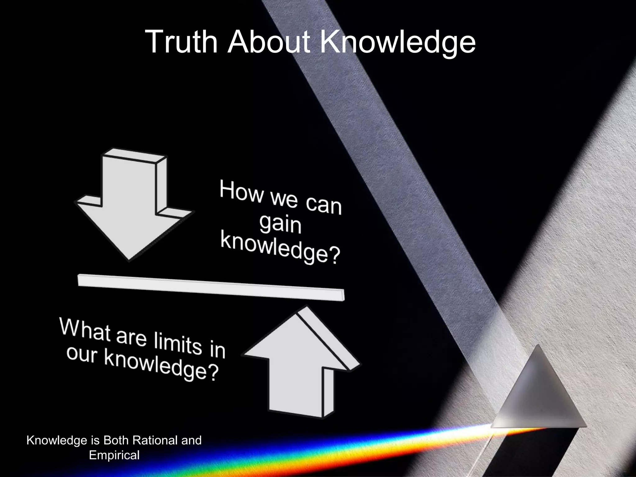 Truth About Knowledge 
Knowledge is Both Rational and 
Empirical 
 