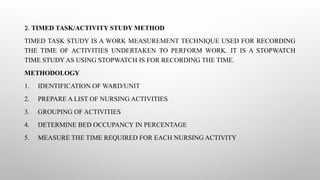 Stop Watch Method Study philosophy of staffing in nursing management | PPTX