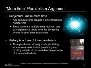 Nov 15, 2016
Philosophy of Technology
“More time” Parallelism Argument
 Conjecture: make more time
 Any compute-time cre...