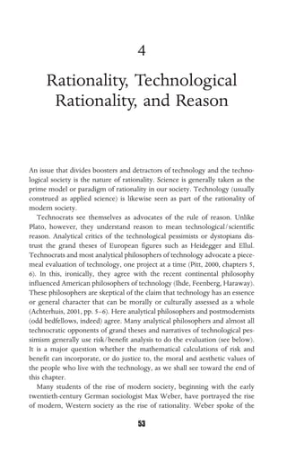 Technocratic Rationality Philosophy of technology an introduction | PDF
