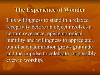 The Experience of Wonder ,[object Object]