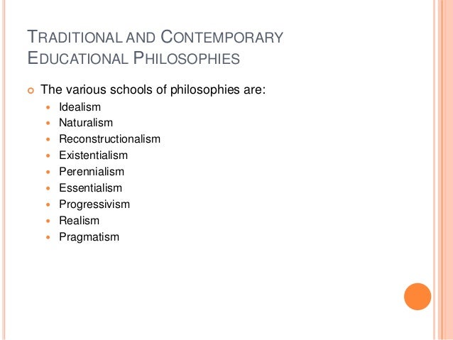 Educational Philosophies Comparison Chart