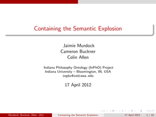 Containing the Semantic Explosion Slide 1