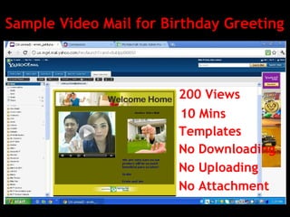 Sample Video Mail for Birthday Greeting



                        200 Views
                        10 Mins
                        Templates
                        No Downloading
                        No Uploading
                        No Attachment
 