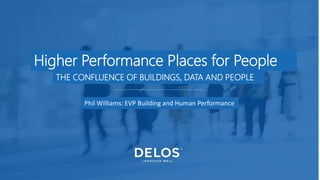 © 2016 Delos Hospitality LLC. All rights reserved. 1
Phil Williams: EVP Building and Human Performance
Higher Performance Places for People
THE CONFLUENCE OF BUILDINGS, DATA AND PEOPLE
 
