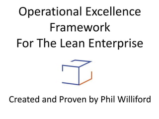 Operational Excellence
       Framework
 For The Lean Enterprise



Created and Proven by Phil Williford
 