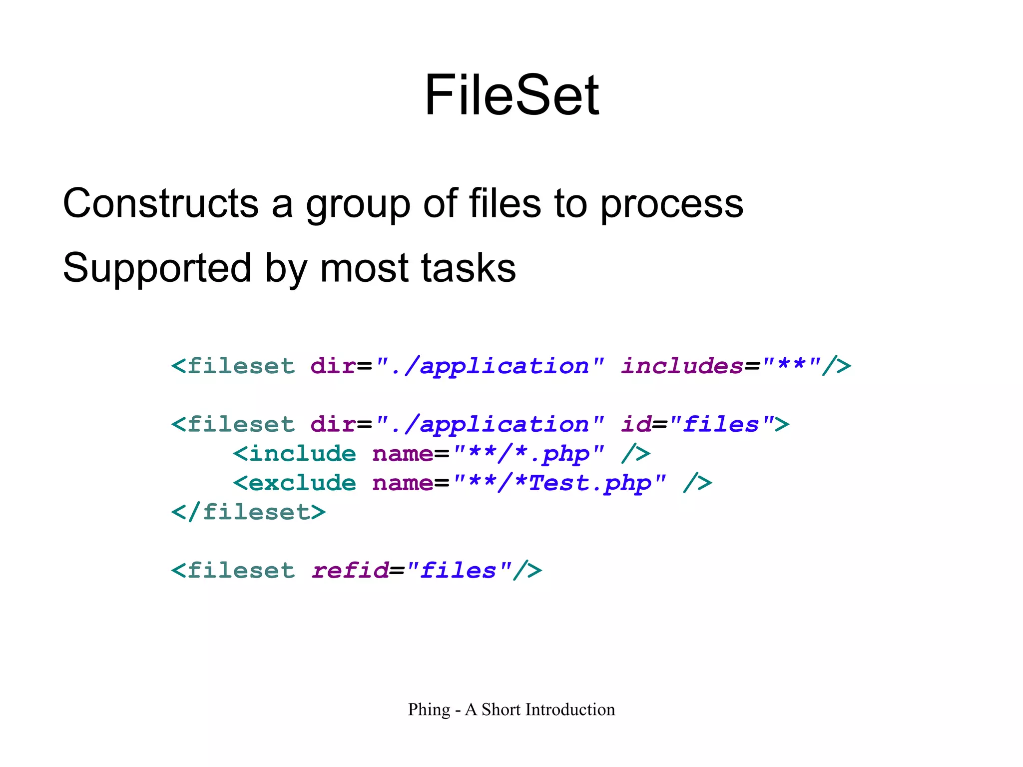 Optionally install the documentation $ pear install phing/phingdocs 