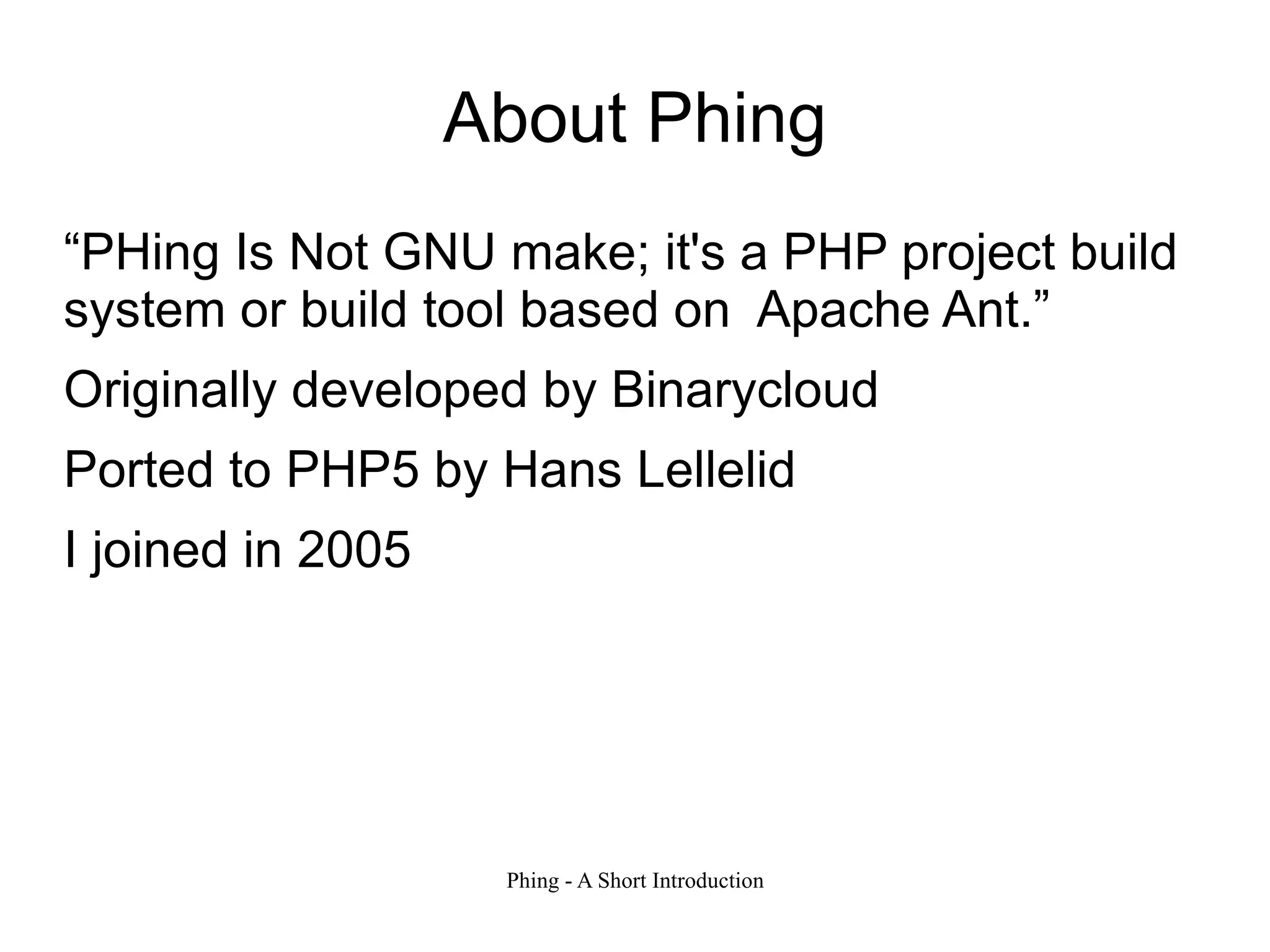 Phing project lead 