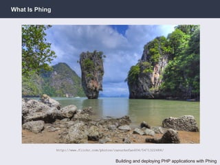 What Is Phing




                http://www.flickr.com/photos/canucksfan604/5471322484/


                                             Building and deploying PHP applications with Phing
 