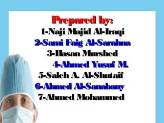 Prepared byPrepared by::
1-Naji Majid Al-Iraqi1-Naji Majid Al-Iraqi
2-Sami Faig Al-Sarahna2-Sami Faig Al-Sarahna
3-Hasan Murshed3-Hasan Murshed
4-Ahmed Yusuf M.4-Ahmed Yusuf M.
5-Saleh A. Al-Shutaif5-Saleh A. Al-Shutaif
6-Ahmed Al-Sanabany6-Ahmed Al-Sanabany
7-Ahmed Mohammed7-Ahmed Mohammed
 