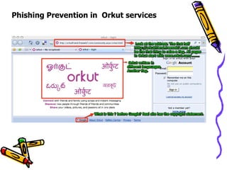 Phishing Prevention in Orkut services
 