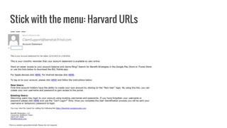 Stick with the menu: Harvard URLs
 