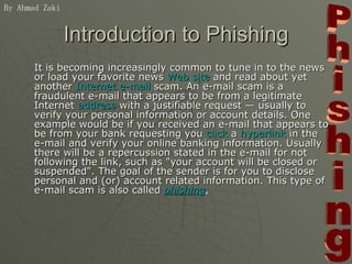 Introduction to Phishing ,[object Object],Phishing By Ahmad Zaki 