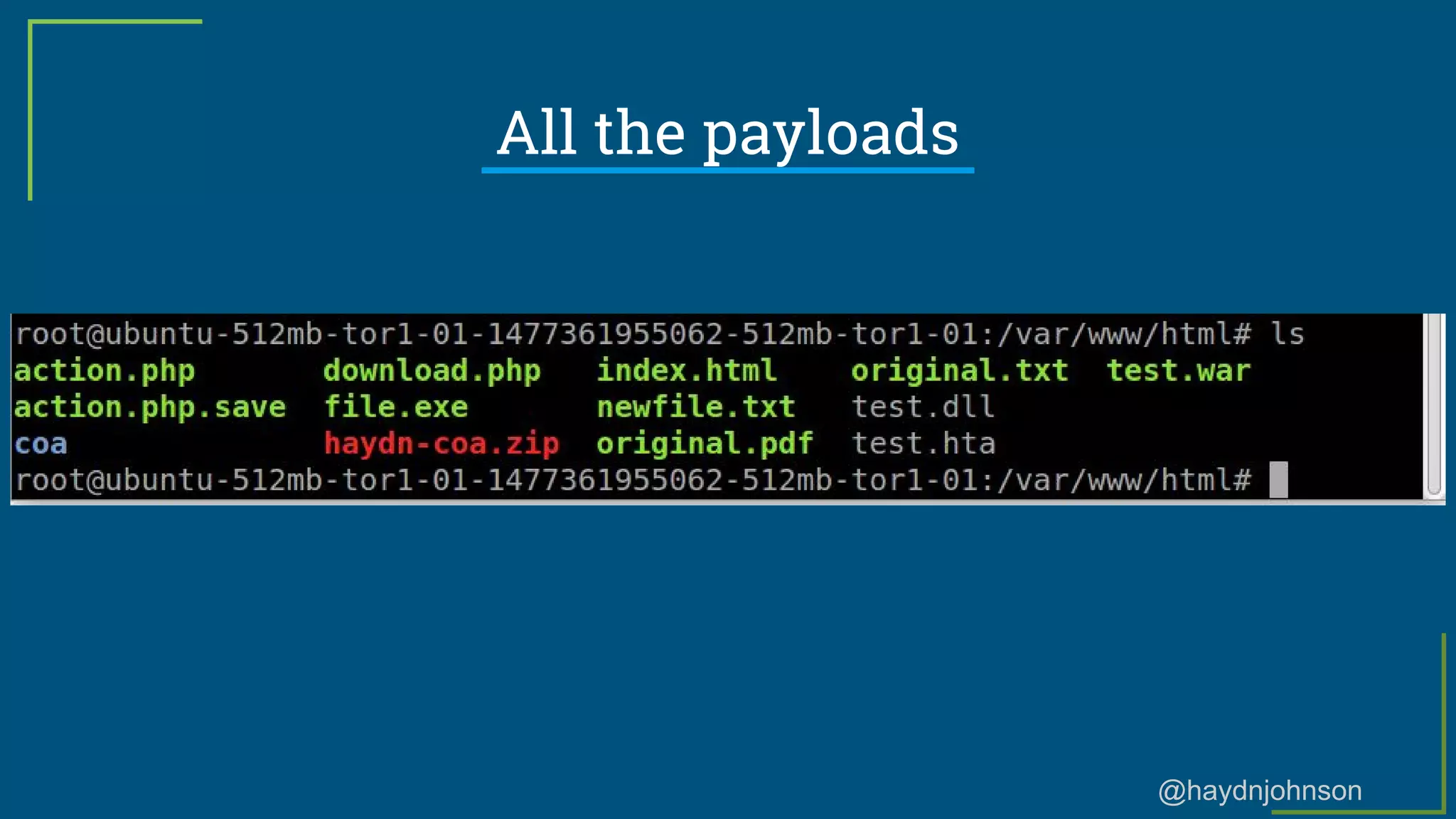 @haydnjohnson
All the payloads
 