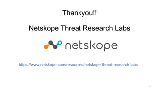 https://www.netskope.com/resources/netskope-threat-research-labs
33
Thankyou!!
Netskope Threat Research Labs
 