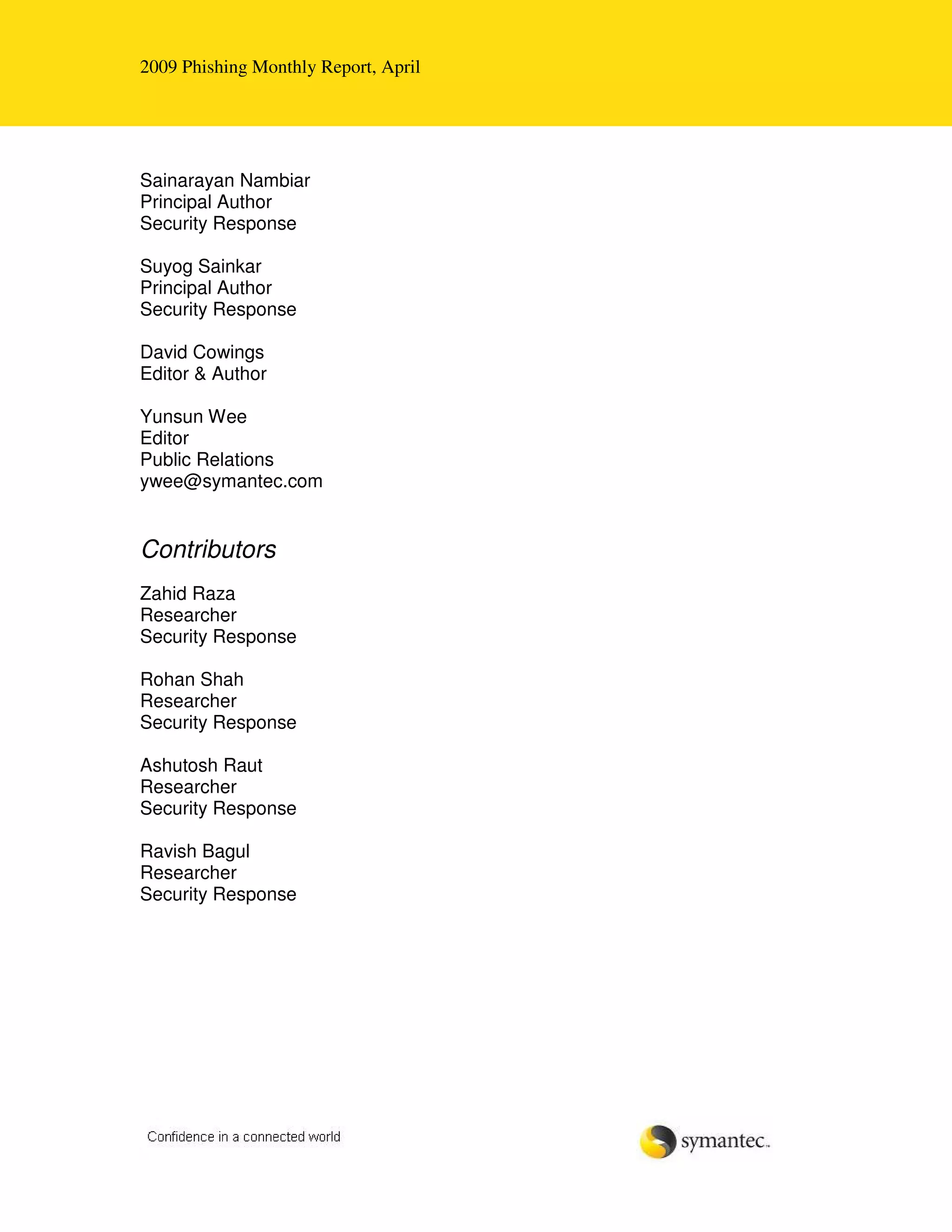 Symantec Physhing Report Aprile 2009