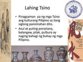 LahingTsinoPinagyaman  pa ngmgaTsinoangkulturang Pilipino sailangsiglongpaninirahandito.Asul at putingporselana, balangaw, pilak, pulbura ay nagingbahagingbuhayngmga Pilipino.